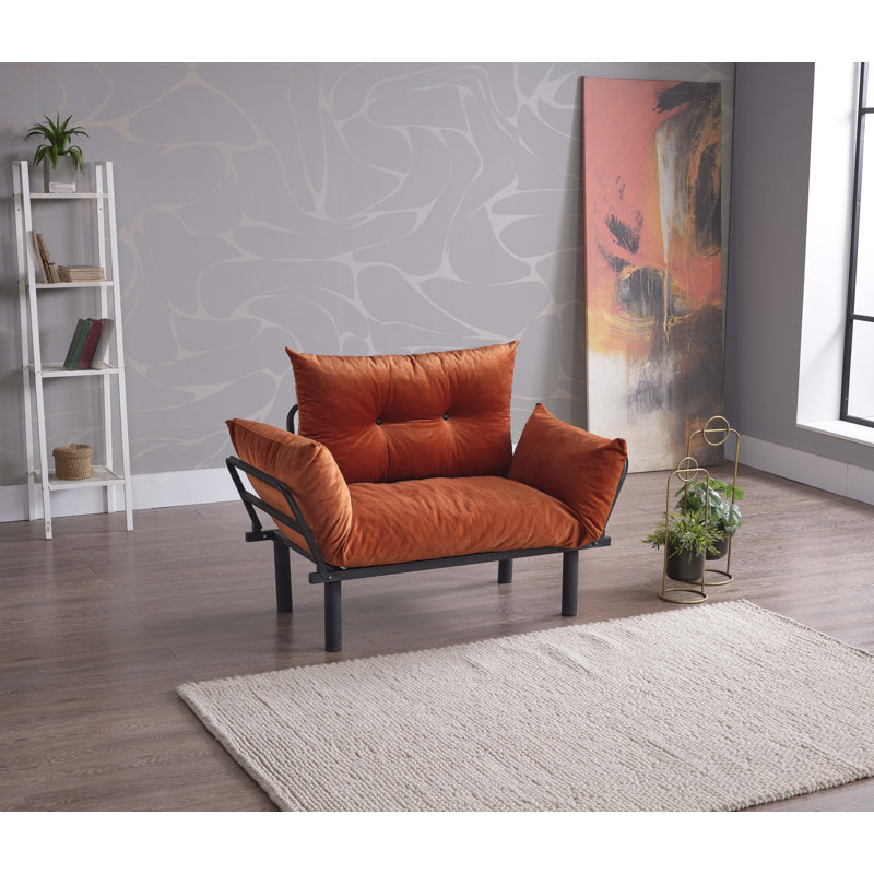 Ewald Upholstered 49'' Sofa, Orange Microfiber/Microsuede