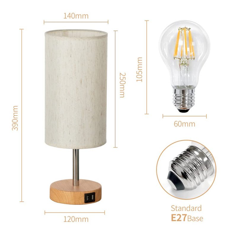 Metal Table Lamp, Brown, Flaxen