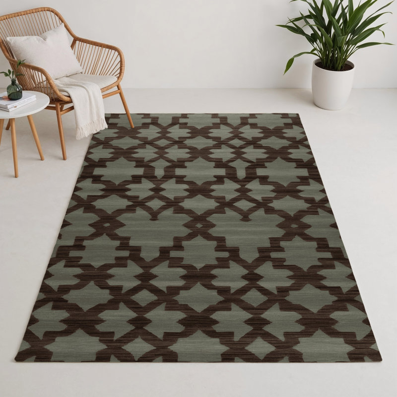 Trellis Brown Indoor and Outdoor Area Rug, Rectangle 9' x 12'