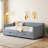 Twin Size Daybed With Drawers Upholstered Tufted Sofa Bed, With Button On Back And Piping On Waved Shape Arms-Light Grey-810967699-810967701