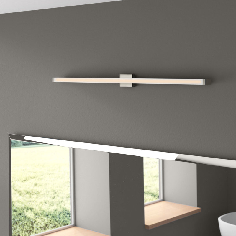 Barre d'éclairage de salle de bain 1 lumière DEL Sydni, Nickel satiné