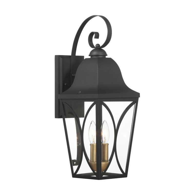 Minka Lavery Cardigan - 2 Light Outdoor Wall Mount In Sand Coal Black & Olden Brass Finish