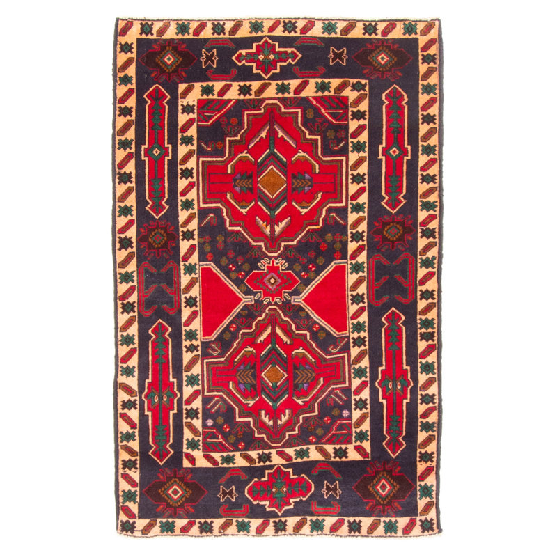 Tapis bleu marine Teimani 2 pi 9 po x 4 pi 6 po