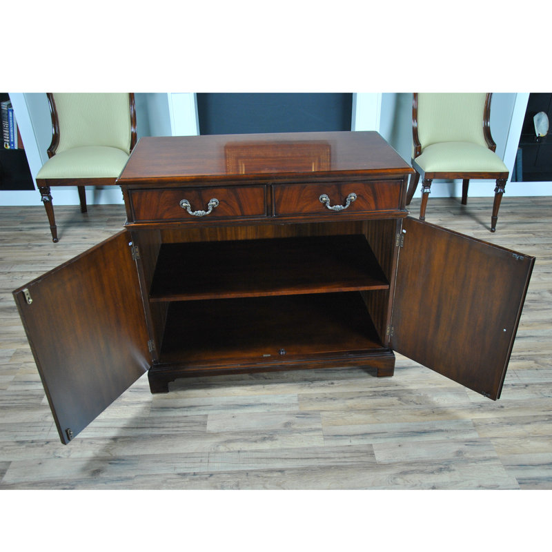 Desserte large en bois d’acajou à 2 tiroirs 40" Klem