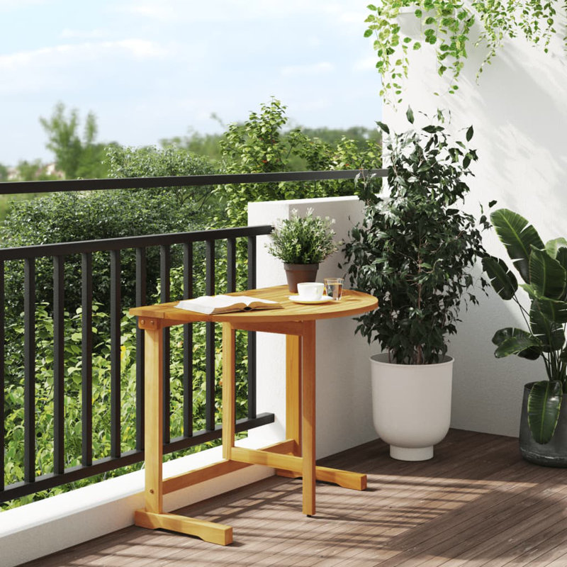  Balcony Table Brown Solid Acacia Wood Medium Foldable