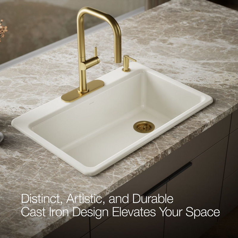 Riverby 33" Top-Mount Single-Bowl Kitchen Sink, Biscuit, 4 hole
