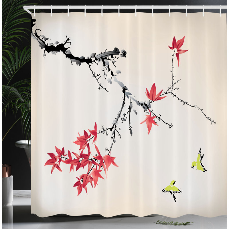 Ensemble de rideau de douche japonais + crochets, H 70 po x l 69 po, Vert pâle