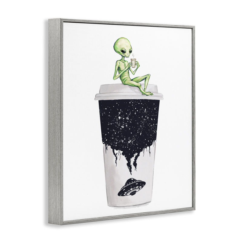 Art «Alien & Coffee Cup» par Ziwei Li, Estampe numérique Farmhouse, H 30 po x l 24 po