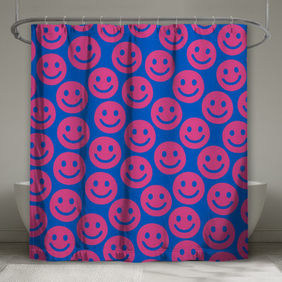 Pink Smiley Faces Shower Curtains Extra Long