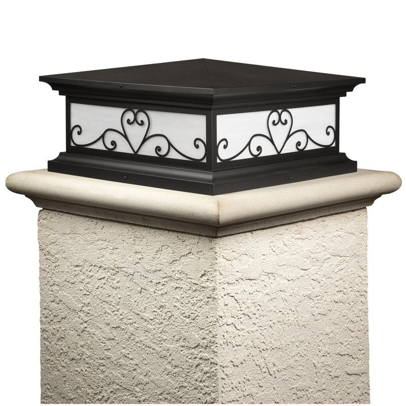 Plafonnier pour support à colonne plate 2 lumières plat window seize Shelva, H 9 po x l 15 po x P 15 po, Miel, Noir texturé