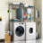 Laundry Room Clothes Drying Rack, Over The Washer and Dryer Storage Shelf, Clothes Drying Rack with Laundry Hamper and Hooks
