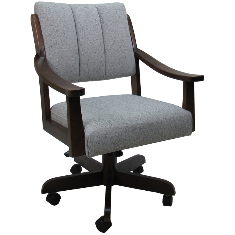 Casa Solid Wood Dining Caster Chair, Hemsath Slate, Brown Honey