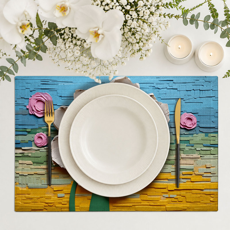 4-Piece Polyester Rectangle Dining Table Placemat