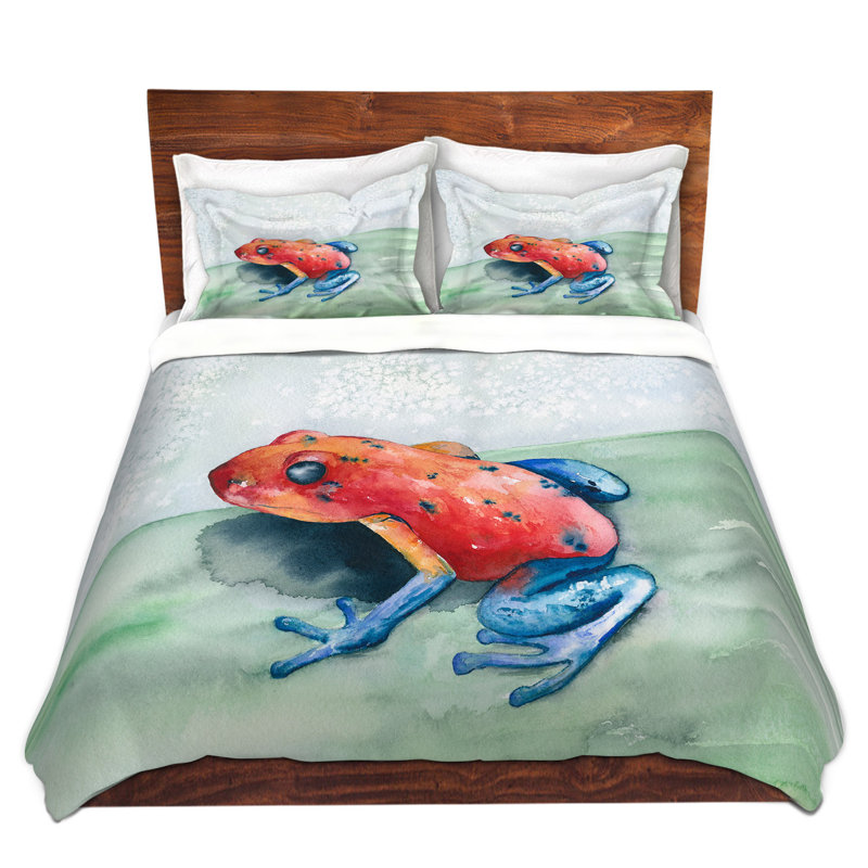 Ensemble de housse de couette jean grenouille, 1 housse de couette grand + 2 taies standards