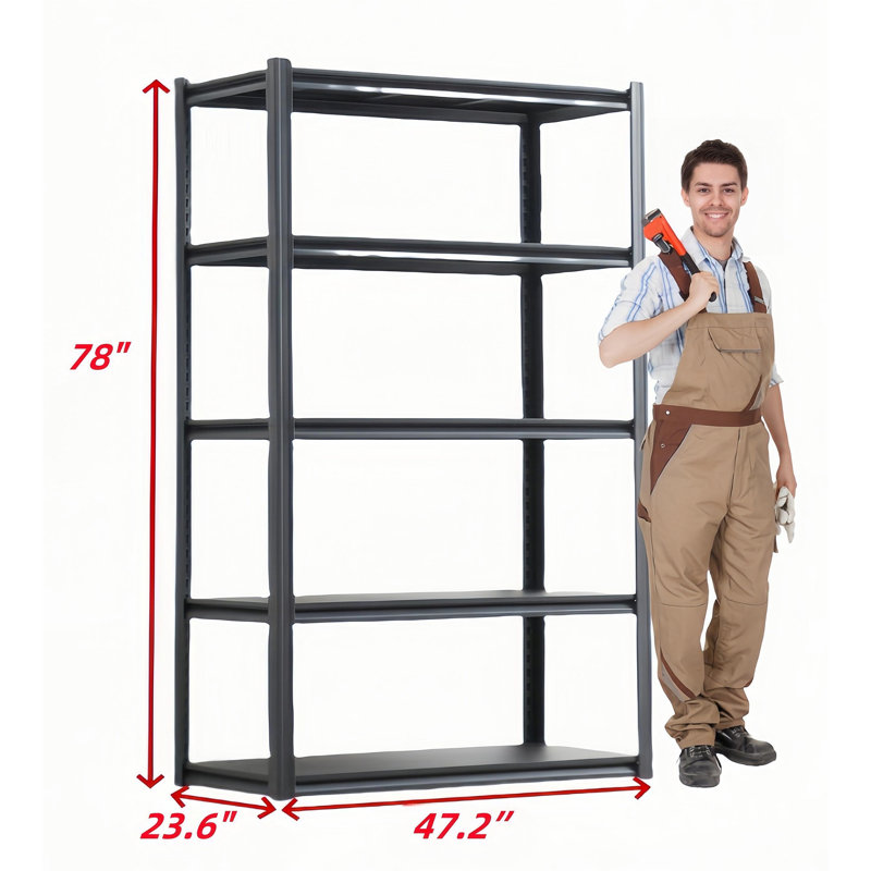 Tablettes de rangement robustes en métal, (5 tablettes) H 23,6 po x l 78 po x P 47,2 po