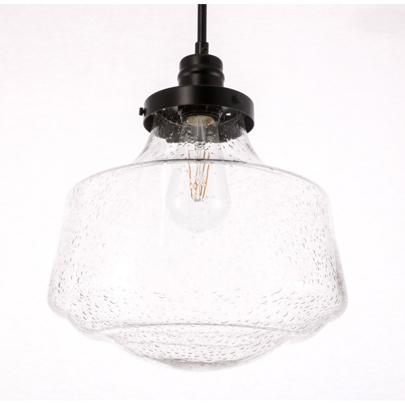 Luminaire suspendu simple à 1 lumière New Hartford, Noir, À bulles, H 13,5 po x l 11 po x P 11 po