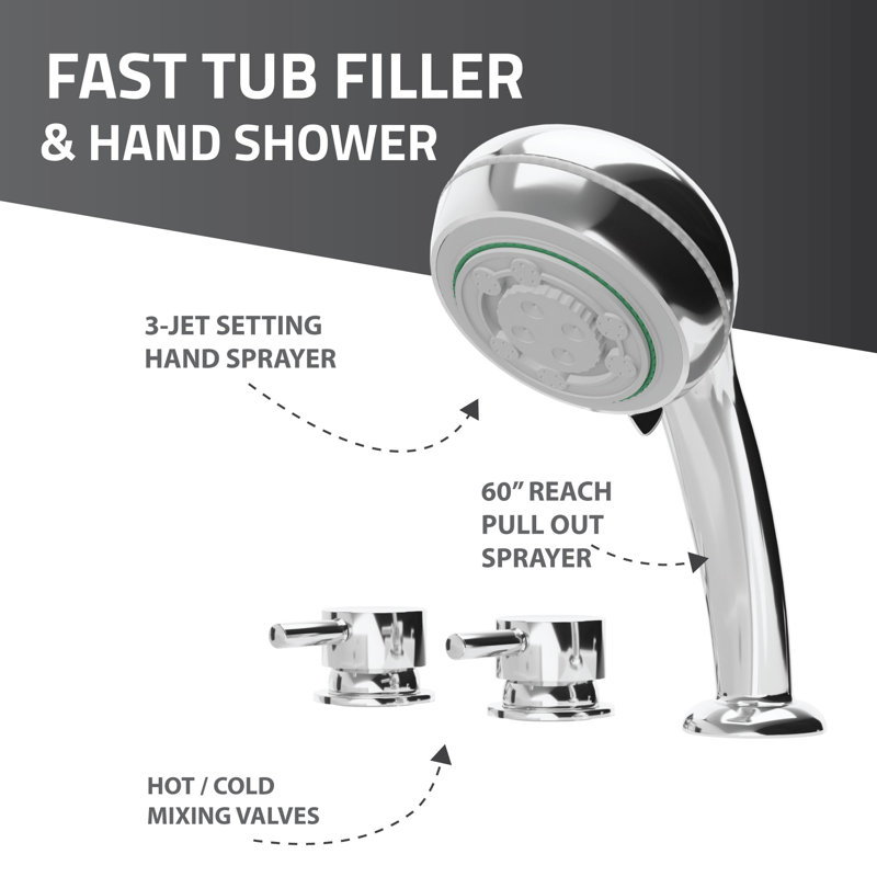 Nova Heated Series 27" x 47" Right Side Drain Air Jetted Bathtub in White with Smooth Shower Wall Kit, Right