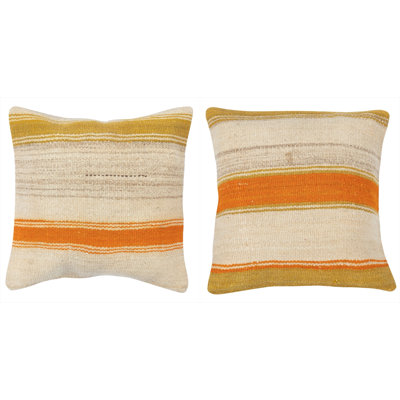 16"x16" SET OF 2 - Hand-Woven Kilim Cushion Covers. Vintage Throw Pillows. Turkish Accent Pillows. A pair of Lace Pillow Covers