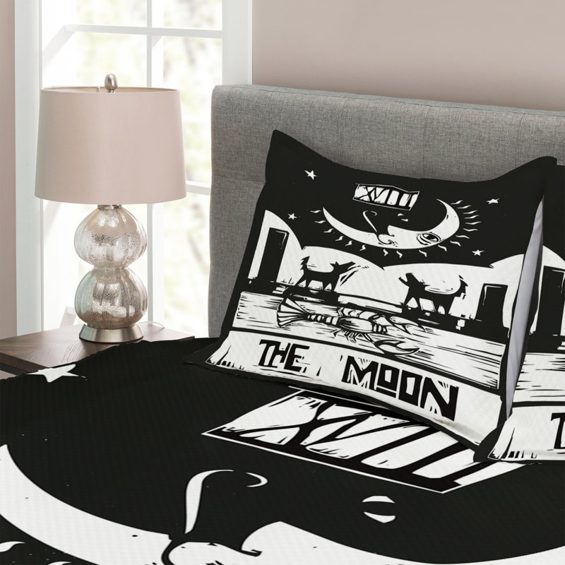 Adyn Black/White Microfiber Bedspread Set, 170 x 220 cm