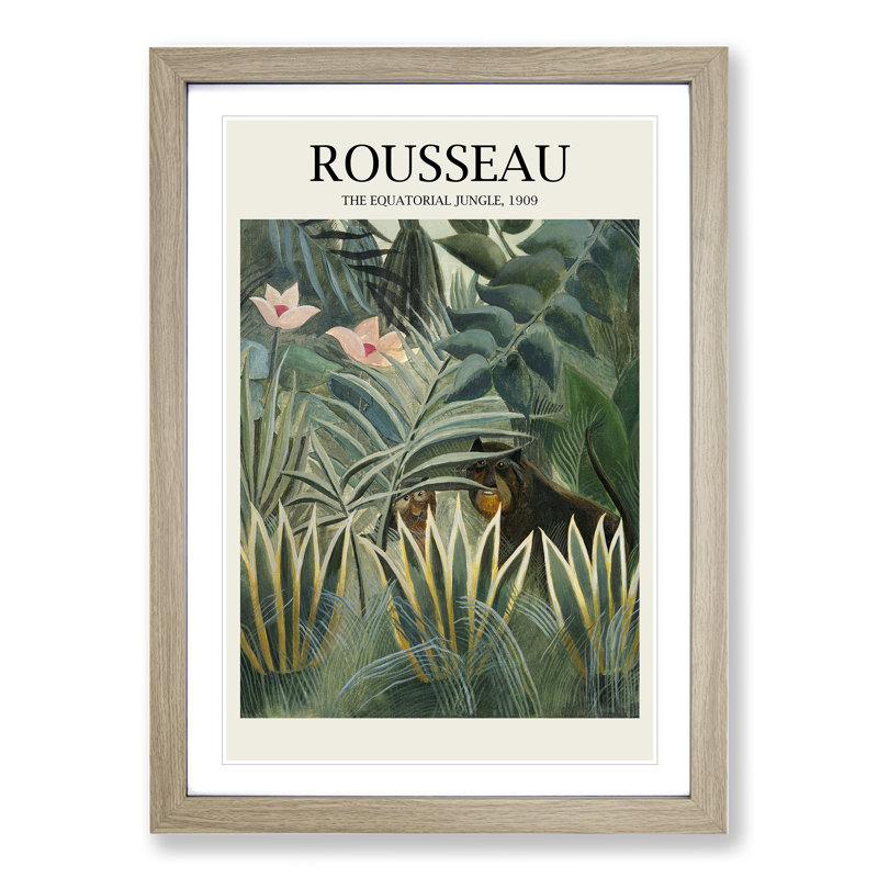 The Equatorial Jungle by Henri Rousseau - Picture Frame Painting, 36cm H x 27cm W x 2cm D, Oak Framed