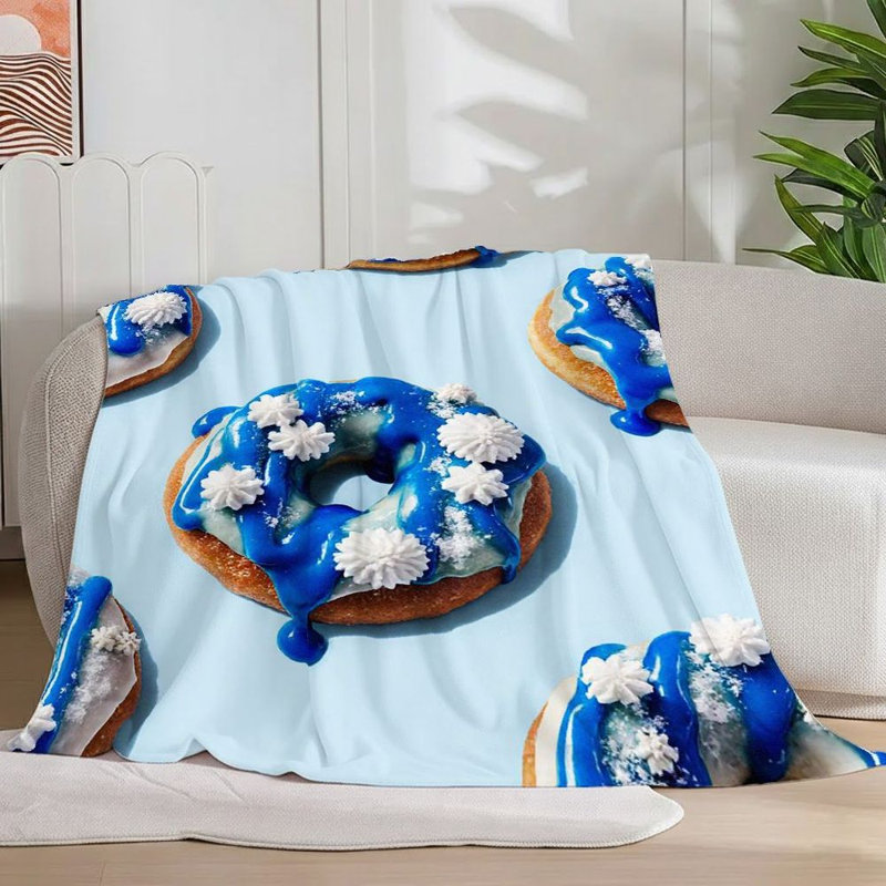 1pc bleu en céramique craquelée couverture flanelle douce aux chandelles confortable, art décoratif, motif unique, décoration intérieure élégante pour canapé / lit / voyage 30 * 40