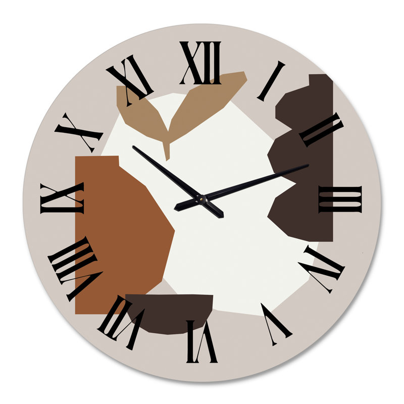 Minimal élémentaire organique et compostions géométriques dans des tons naturels I - horloge murale moderne, Surdimensionné