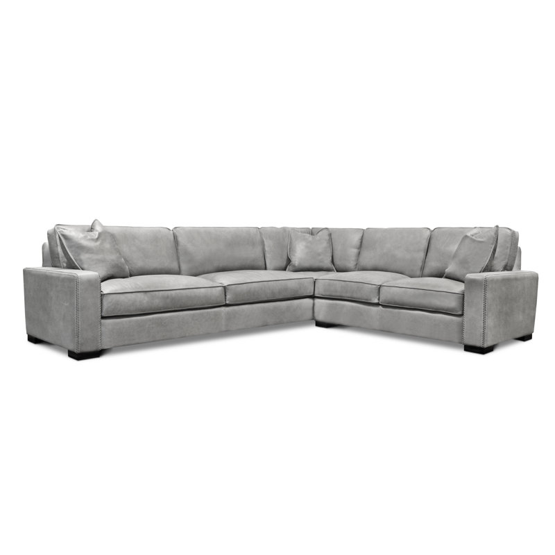 Urban Cowboy Sectional, Right Hand Facing, Steel Coyote Genuine Leather
