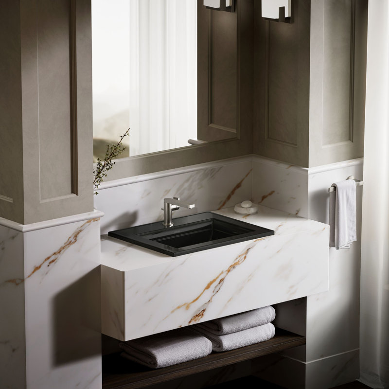 Memoirs® Stately Drop-in Bathroom Sink, Black, Single Hole