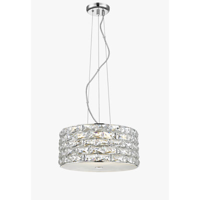 4 - Light Drum LED Pendant with Crystal Accents
