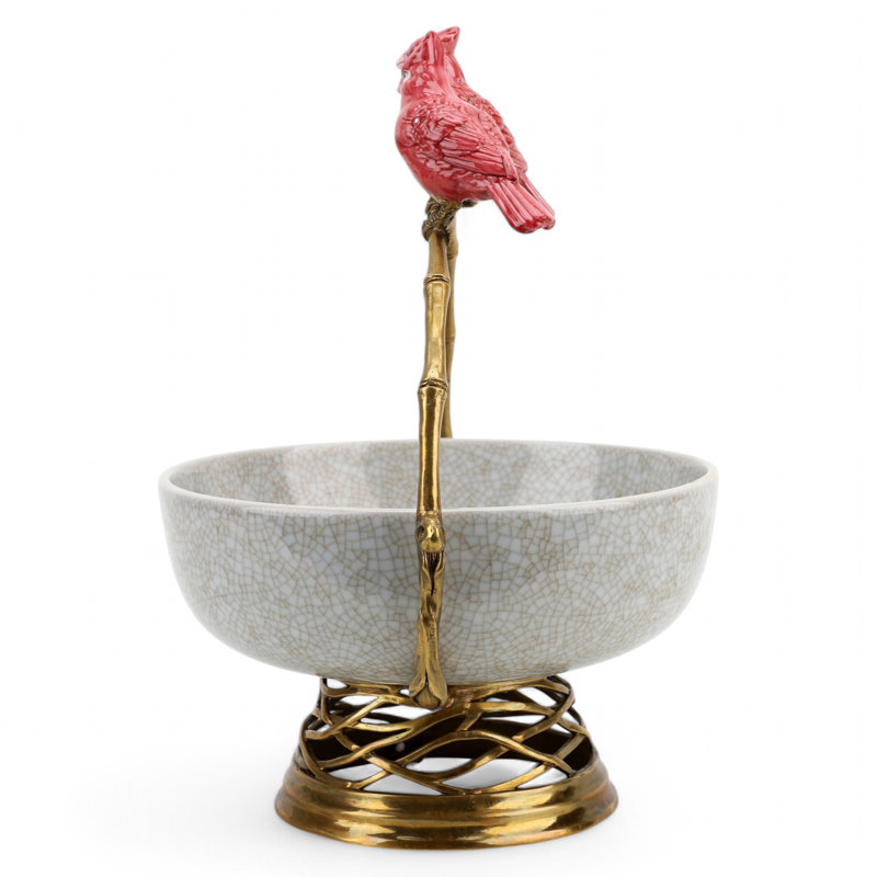 Porcelain Bowl With Bronze Robin Morning