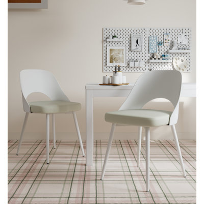 19''H Modern PU Leather Upholstered Side Dining Chair with Cutout Back Design