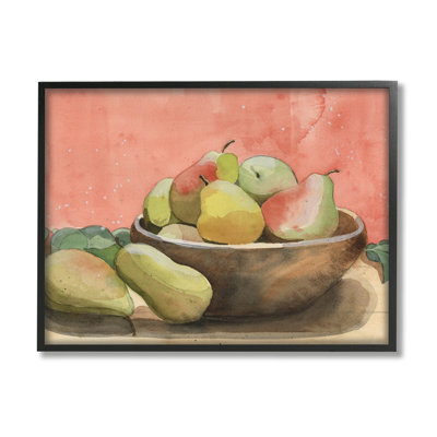 Ba-994-Framed " Watercolor Pears Still Life " by Alicia Longley Painting Print