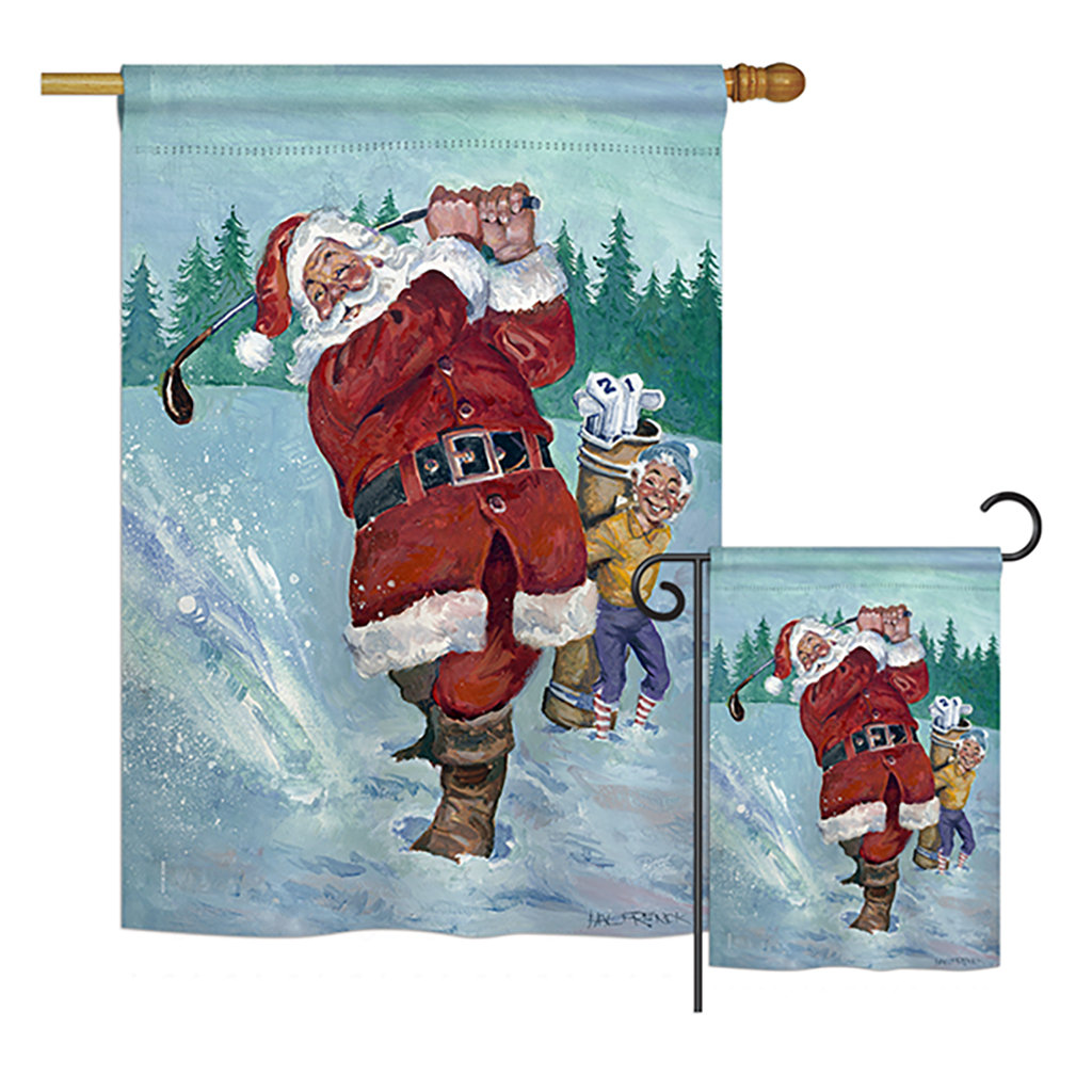 Double Sided 40'' H x 28'' W Polyester Christmas Flag Set Breeze Decor
