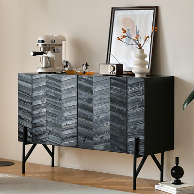 Modern Black Solid Wood Sideboard