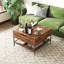 Table basse à plateau rabattable avec compartiment caché et tablettes Farmhouse