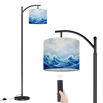 Lampe sur pied à arc avec abat-jour ajustable Serene Ocean Waves Shades Blue Gentle Sky