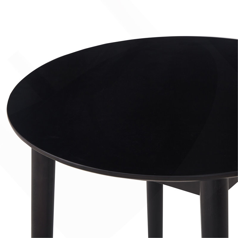 Table ronde, en bois massif, pouvant accueillir 2 à 4 personnes, diamètre 31,5 po, Noir
