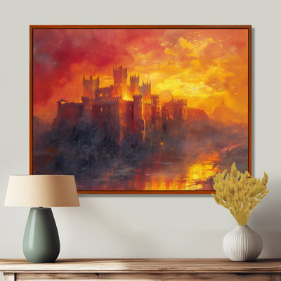 Mystic Red Yellow Fortress Of Power I - Fortress Wall Art Living Room
