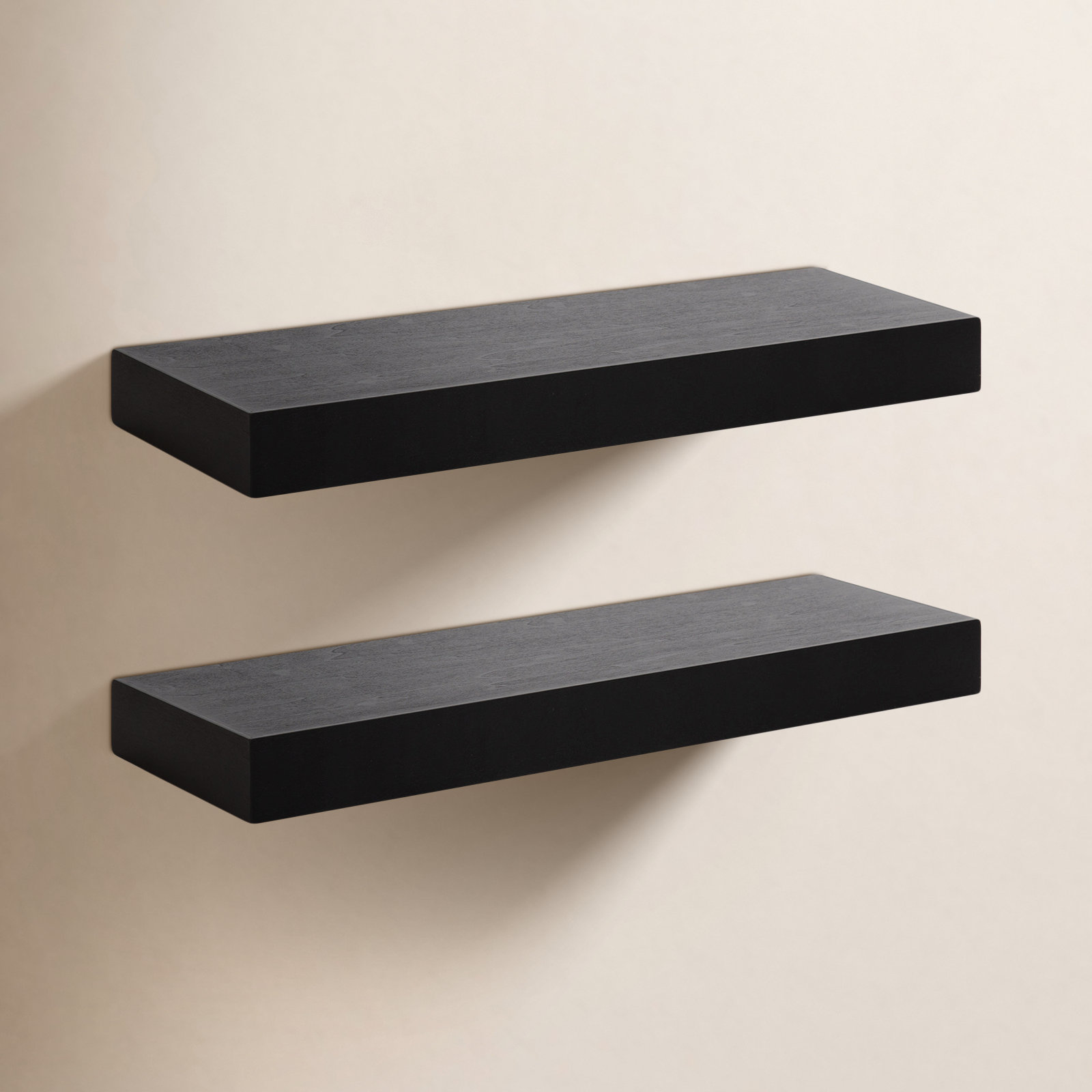 Jeremiah 2 Piece Picture Ledge Wall Shelf, Black, 2.3" H x 24" W x 8" D