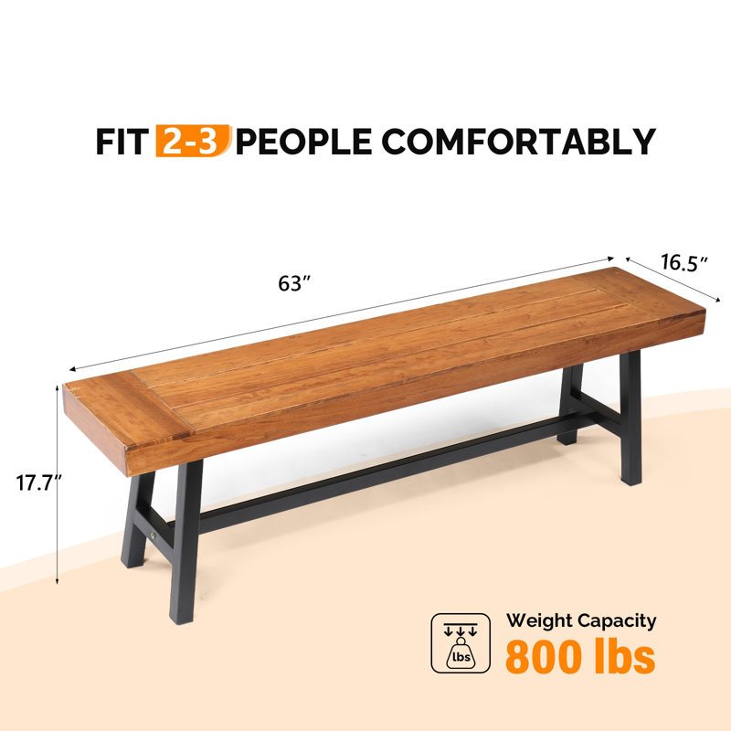 Banc d'extérieur en bois de peuplier, Light Brown