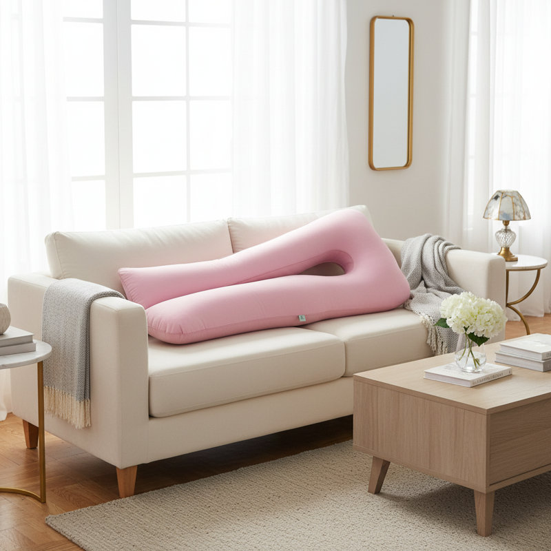 U SHAPED FULL BODY PILLOW PINK