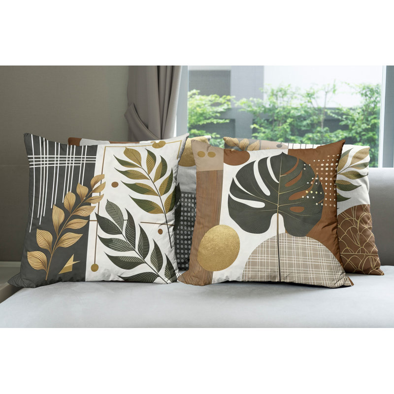 Rust Green and Mustard Polyester Euro Square Pillow Covers