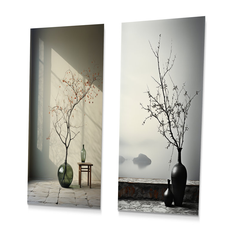 Minimalisme Winters Window Oasis - ensemble de 2 pièces murales abstraites, H 28 po x l 24 po