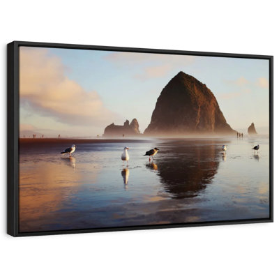 Haystack Rock Seagulls Canvas Print