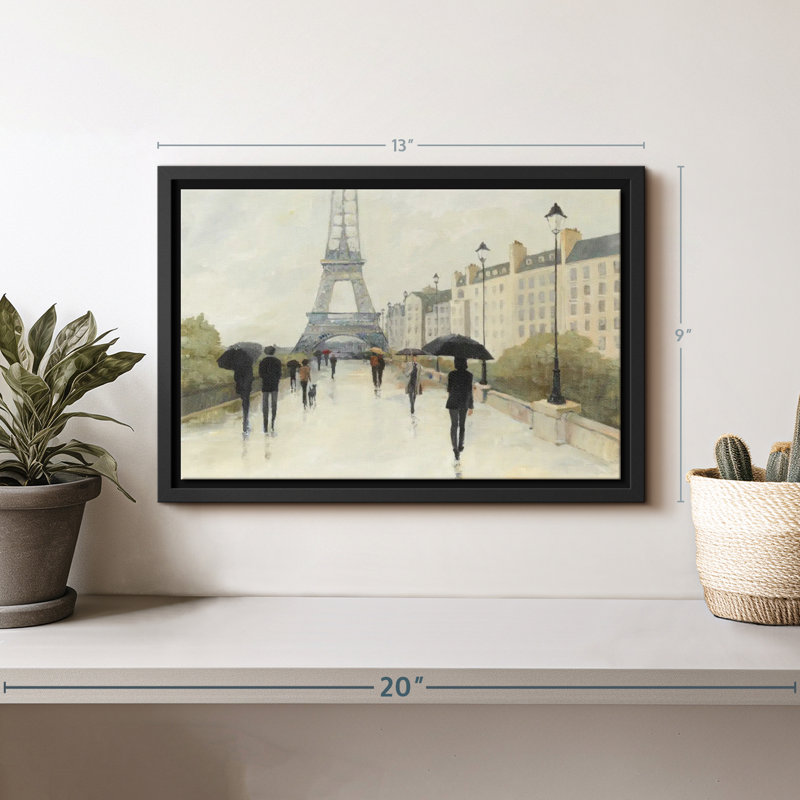 Eiffel sur toile sous la pluie, H 9 po x l 13 po