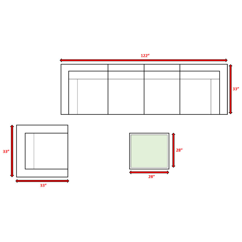 Ensemble de conversation pour 5 personnes avec coussins Demarest | Canapé de patio pratique en osier, Beige Sunbrella