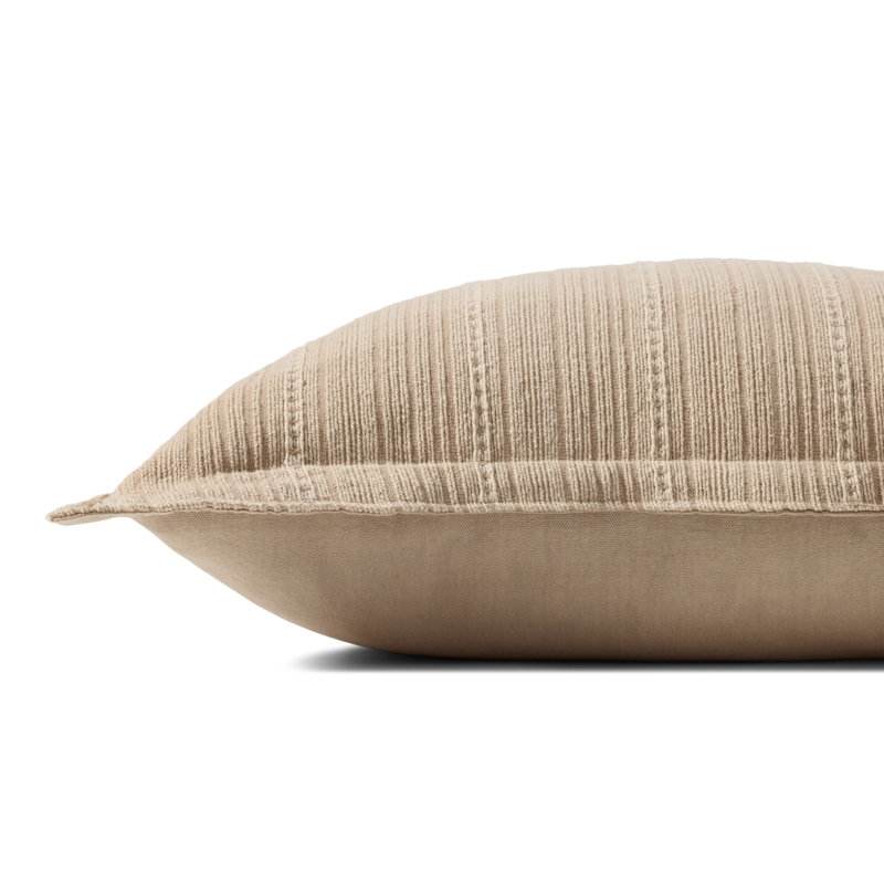 Natural Cotton Striped Square Throw Pillow with Poly Insert
