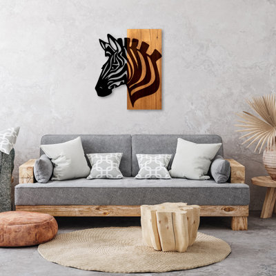 Elegant Decorative Wooden Wall Accessory, Walnut & Black, 18.9 x 22.8 x 1.2 inches | 50% Real Wood (Thickness: 1.2 inches) & 50% Metal (Thickness: 0.6 inches) | Unique Design for Home Décor, Stylish and Versatile
