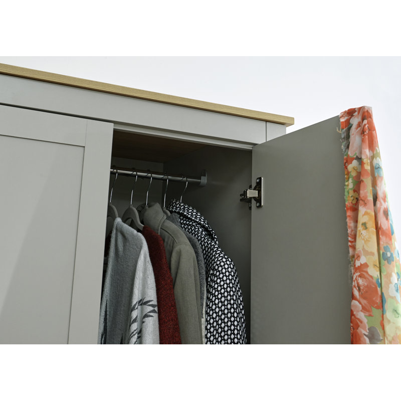Loretta 3 Door Manufactured Wood Wardrobe, Soft Grey