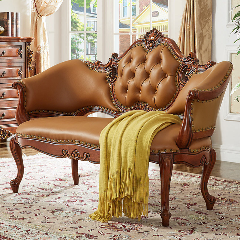 Fauteuil de princesse en cuir massif orange de style américain 55,12 po